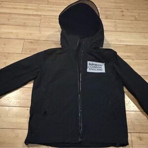 Burberry Black Hooded Jacket with White Logo Patch for man and women 🙂